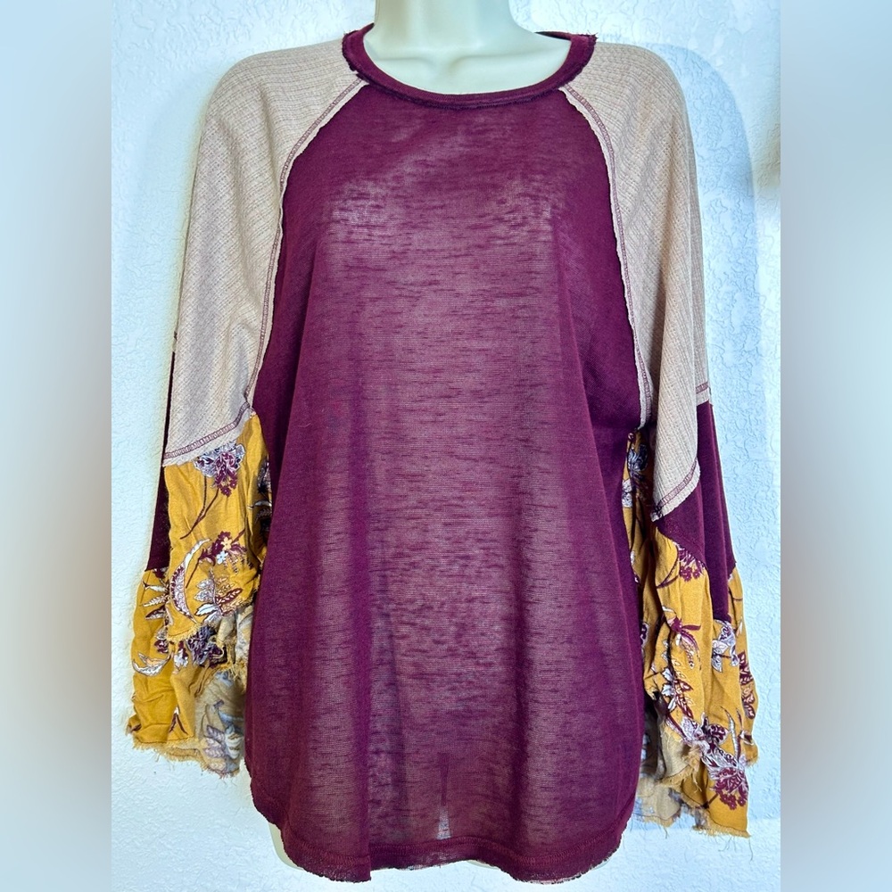 Gimmicks by BKE Floral Color Block Shirt